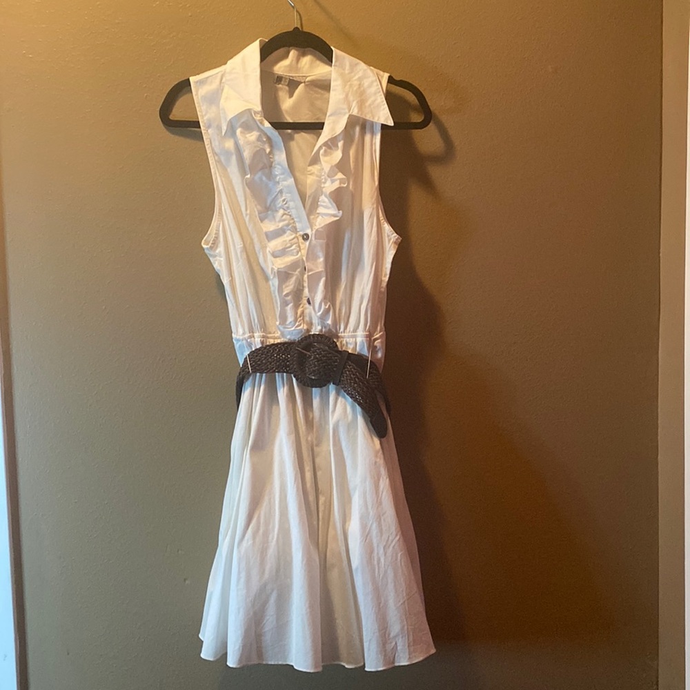 White Breezy Belted Dress
